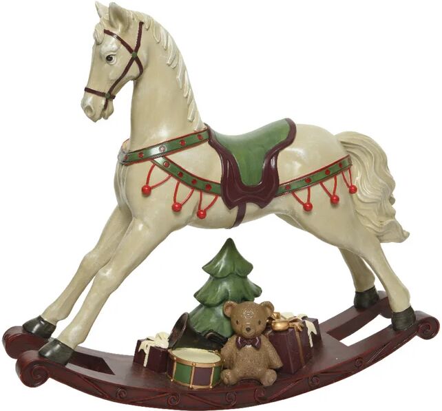 leroy merlin figura natalizia multicolore e bianco cavallo dondolo in resina l 14 x p 55.5 x h 48 cm