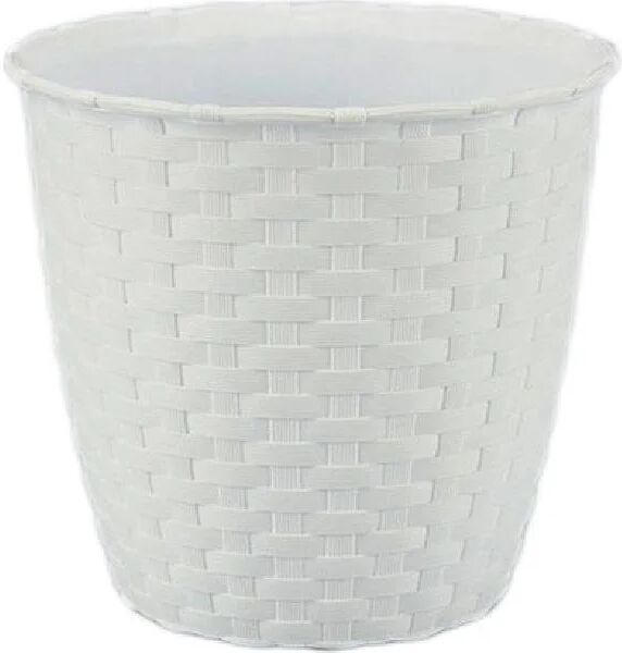 stefanplast 73450 vaso tondo in plastica per piante fiori da esterno giardino Ø cm. 14x12,8 h colore bianco - natural - 73450