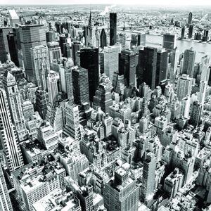 Inspire Stampa su tela New York dall'alto b&w 98x98 cm