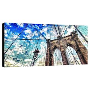 Inspire Stampa su tela Cielo sul Brooklyn bridge 140x70 cm