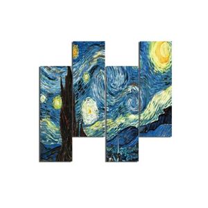HOMEMANIA Stampa su Legno Ispirazioni D'autore Notte Stellata Van Gogh in MDF, Multicolore,
