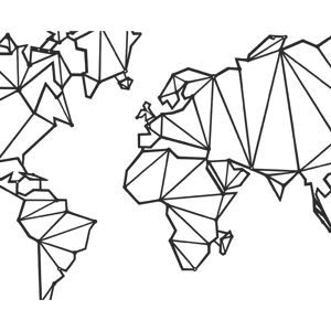 HOMEMANIA Decorazione in Metallo World Map Series in Metallo, Nero,