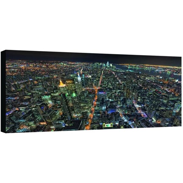 inspire stampa su tela new york vista dall'alto notte 100x50 cm