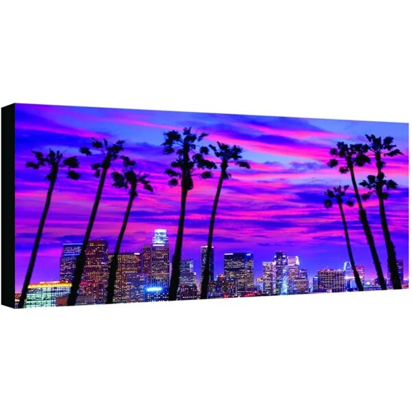 inspire stampa su tela palms and skyline sunset 100x50 cm