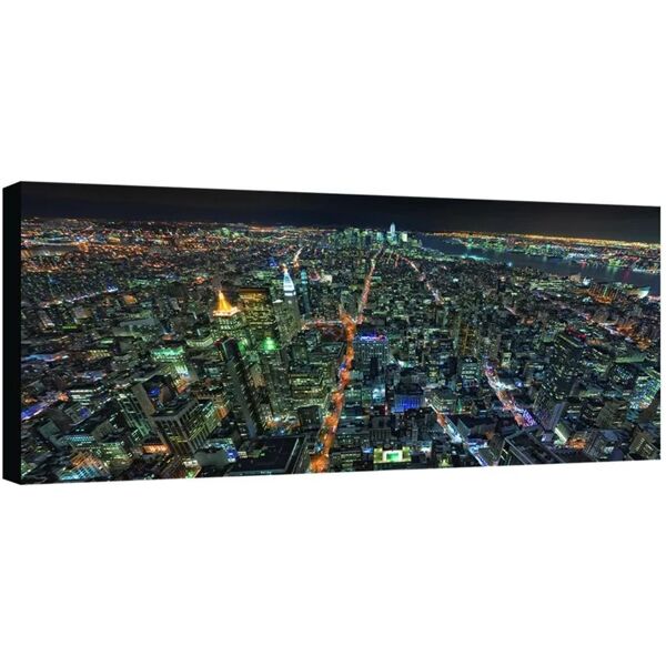 inspire stampa su tela new york vista dall'alto notte 120x60 cm