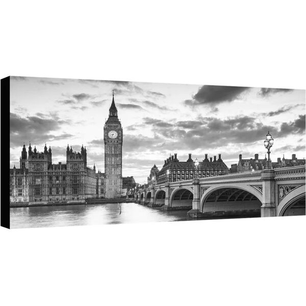 inspire stampa su tela big ben &londonbridge b&w 190x90 cm