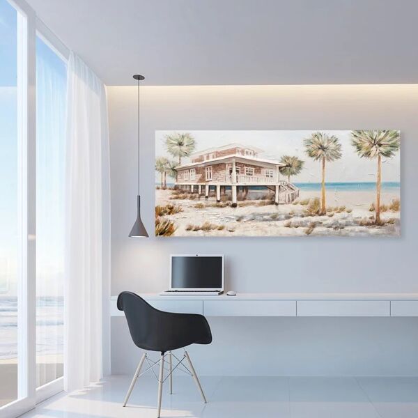 leroy merlin dipinto su tela villa sul mare 65x150 cm