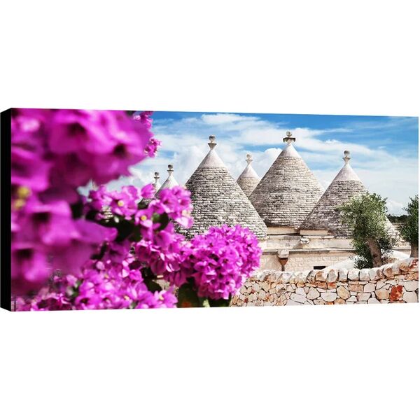 inspire quadro su tela trulli e fiori 140x70 cm