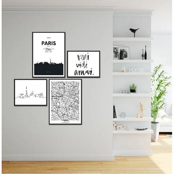 homemania quadro set in fibra di legno, plastica, bianco, nero,