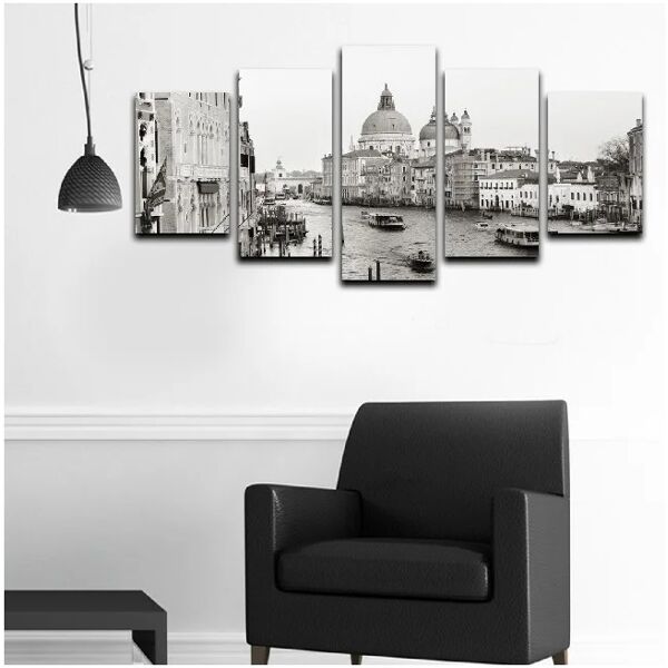 homemania quadro black and white in tela 100% cotone, cornice in legno, bianco, nero,