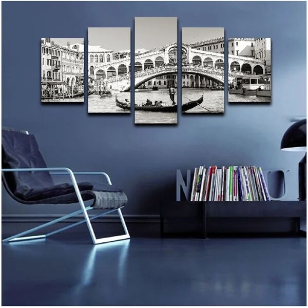 homemania quadro black and white in tela 100% cotone, cornice in legno, bianco, nero,