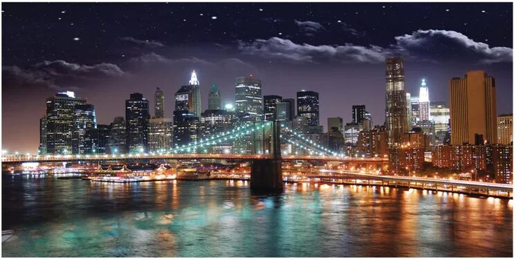 inspire stampa su tela ny by night 50x100 cm