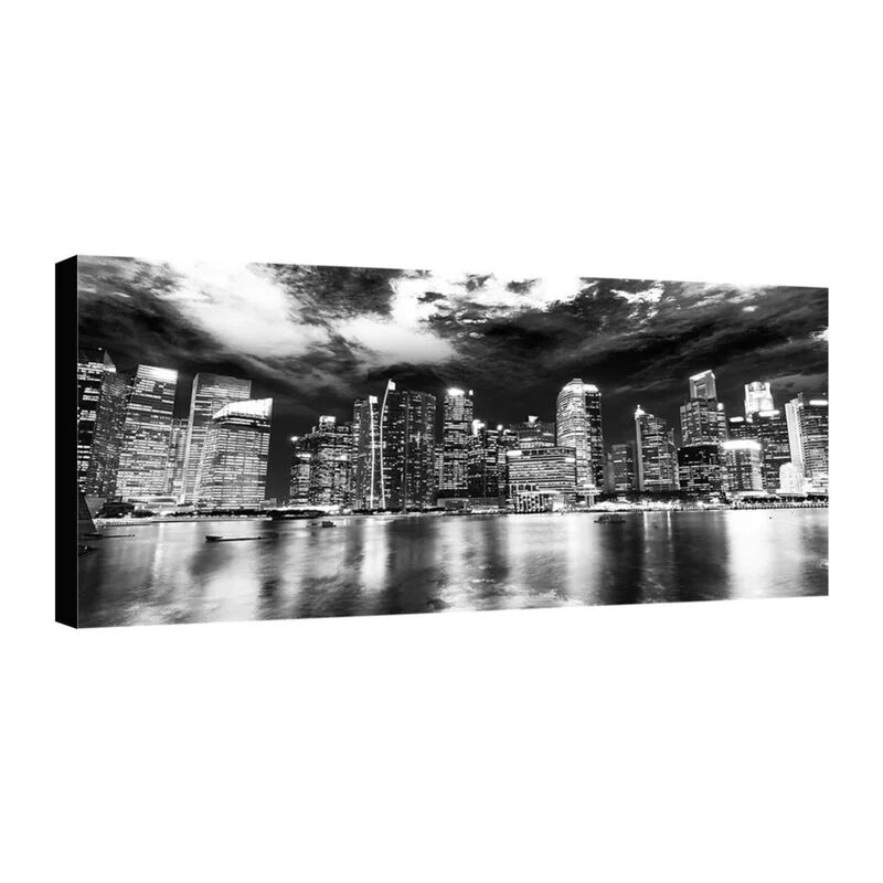inspire stampa su tela skyline new york by night b&w 100x50 cm