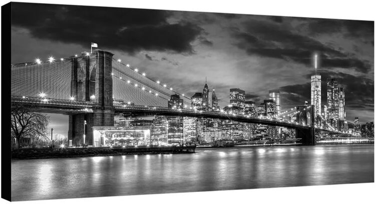 inspire stampa su tela brooklyn by night b&w 100x50 cm