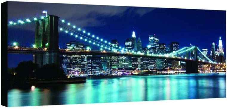 inspire stampa su tela brooklyn luci azzurre 100x50 cm