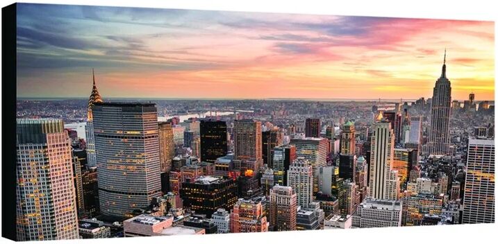 inspire stampa su tela panorama tramonto new york 100x50 cm