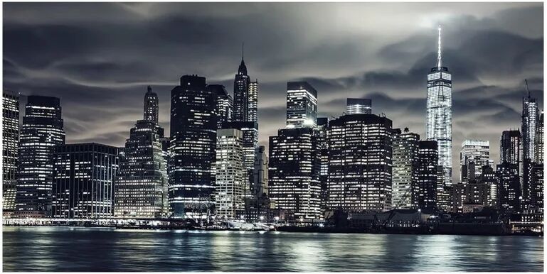 inspire stampa su tela new york by night b&w 100x50 cm