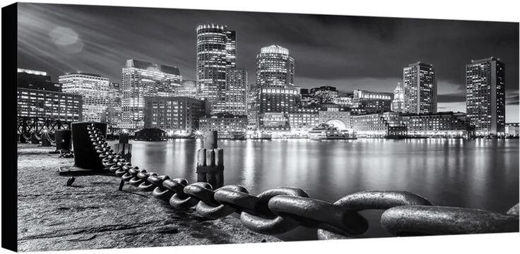 inspire stampa su tela new york skyline by night b&w 100x50 cm