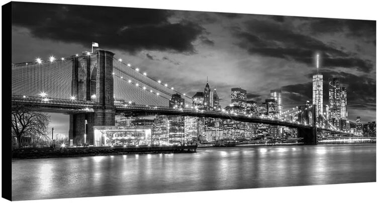 inspire stampa su tela brooklyn by night b&w 120x60 cm