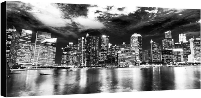 inspire stampa su tela skyline by night b&w 140x70 cm