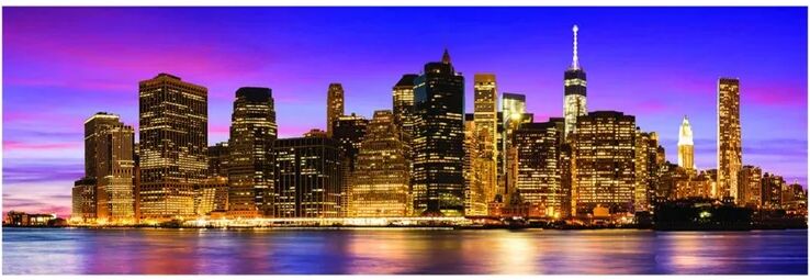 inspire stampa su tela skyline new york luci tramonto 160x60 cm