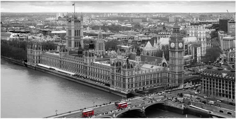 inspire stampa su tela panorama westminster b&w 190x90 cm