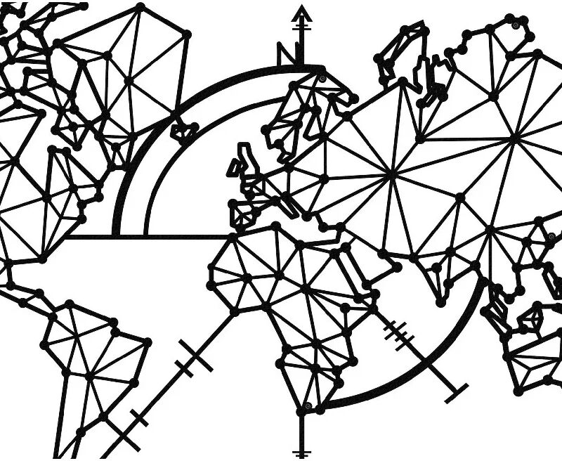 homemania decorazione da parete world map series in metallo, nero,