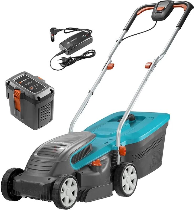 gardena rasaerba 40v batteria al litio 2.6ah Ø 32 cm capacità di taglio  contenitore da 30 l per un giardino di 280 m²