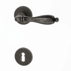 GHIDINI Maniglia su rosetta con bocchetta   R901 in ottone argento vecchio opaco