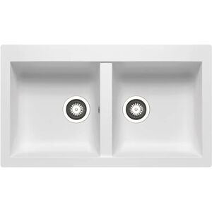 DELINIA Lavello sottotop sopratop integrato 2 vasche  Scirocco 86 x 50 cm