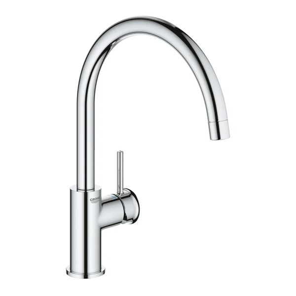 grohe miscelatore da cucina start classic collo di cigno argento,  cromato