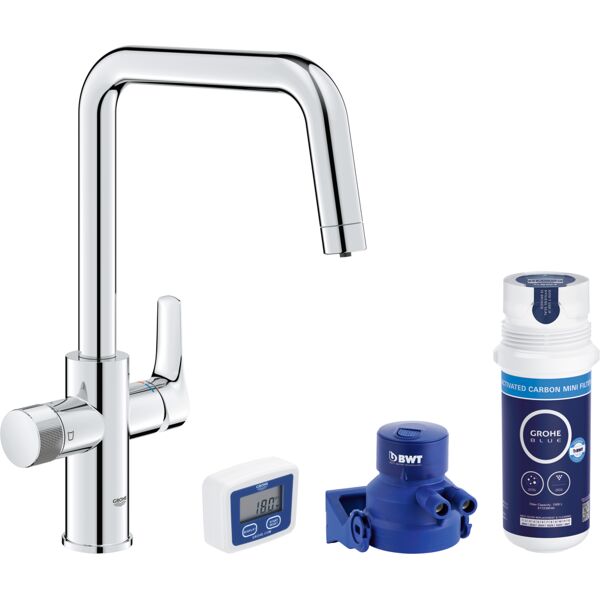 grohe rubinetto con filtraggio acqua  blue pure start alto a u cromato,