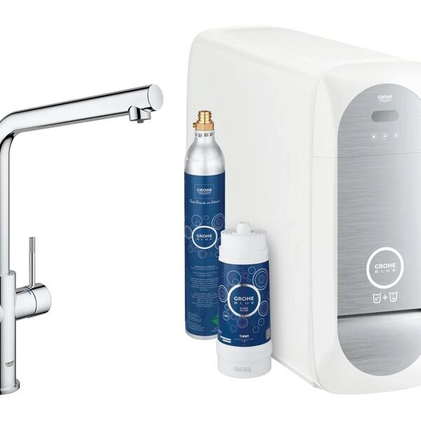 grohe blue home miscelatore rubinetto monocomando per lavello con sistema filtrante dell'acqua bocca l cromo 31454000