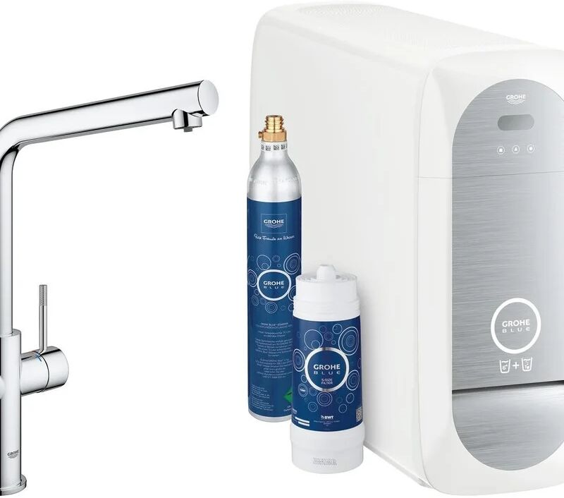 grohe blue home miscelatore rubinetto monocomando per lavello con sistema filtrante dell'acqua bocca l cromo 31454000