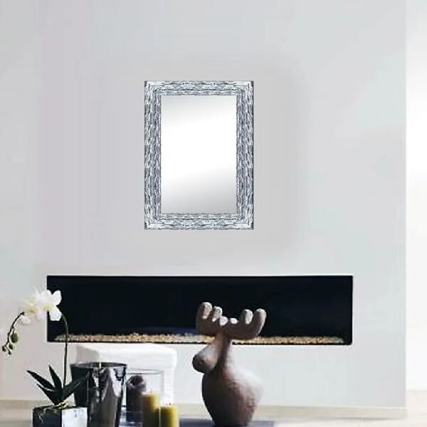 leroy merlin specchio con cornice da parete rettangolare teresa argento 68 x 88 cm