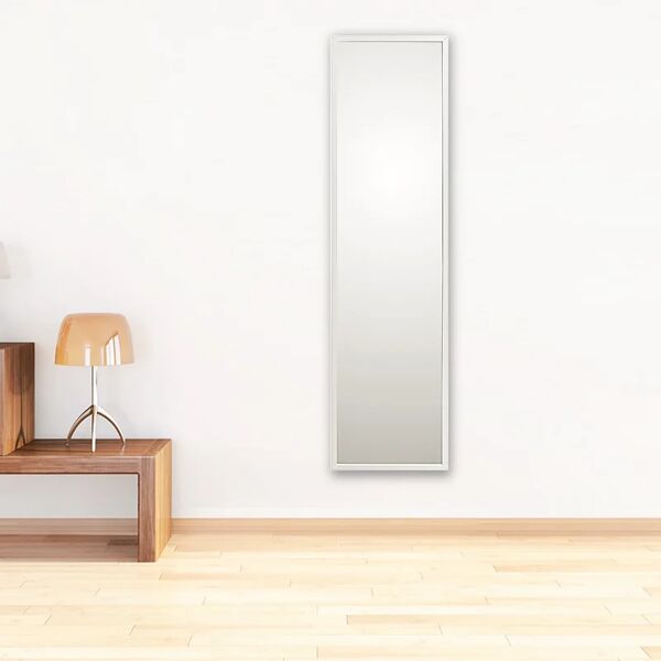 bubola&naibo specchio con cornice da parete rettangolare cassettona bianco 48 x 148 cm