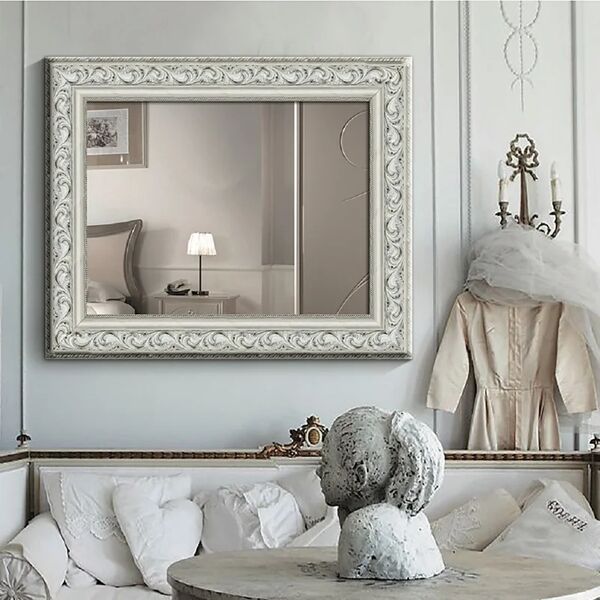 leroy merlin specchio con cornice da parete rettangolare asia bianco 100 x 140 cm
