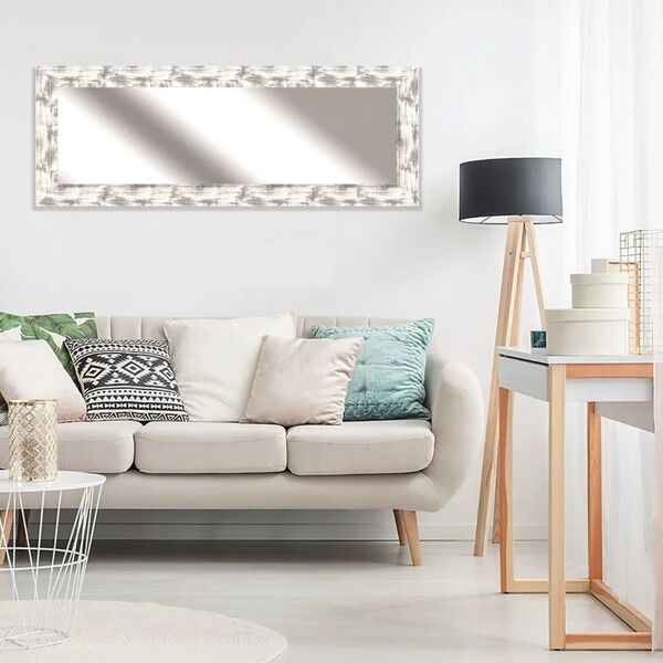 leroy merlin specchio con cornice da parete rettangolare osaka bianco e argento 57 x 157 cm