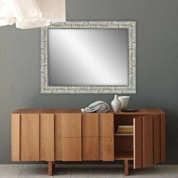 leroy merlin specchio con cornice da parete rettangolare camelia argento 70 x 50 cm