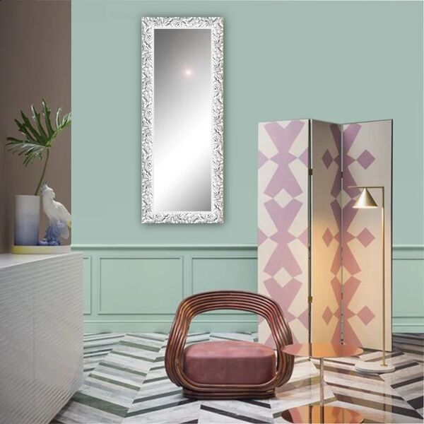 leroy merlin specchio con cornice da parete rettangolare atena bianco 125 x 40 cm