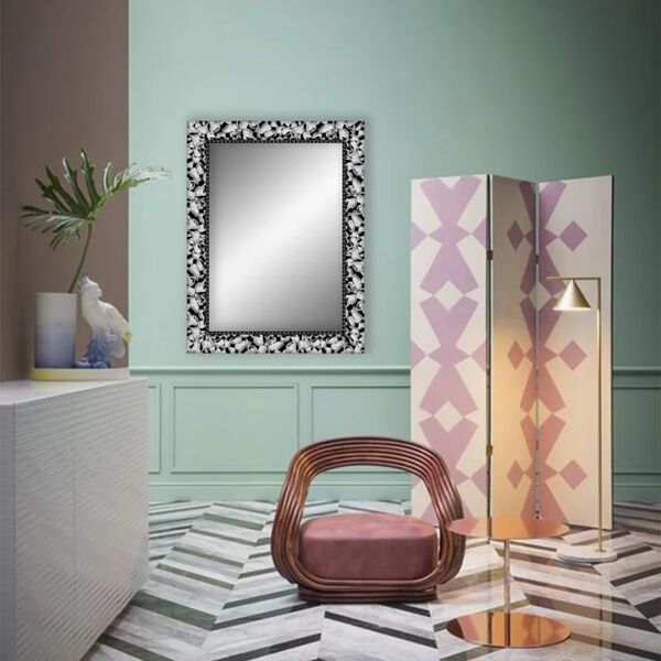 leroy merlin specchio con cornice da parete rettangolare atena nero 70 x 50 cm
