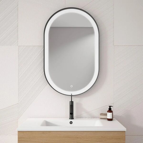 visobath specchio con illuminazione integrata bagno ovale l 50.5 x h 80.5 cm
