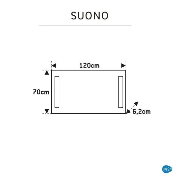 sensea specchio con illuminazione integrata bagno rettangolare l 120 x h 70 cm