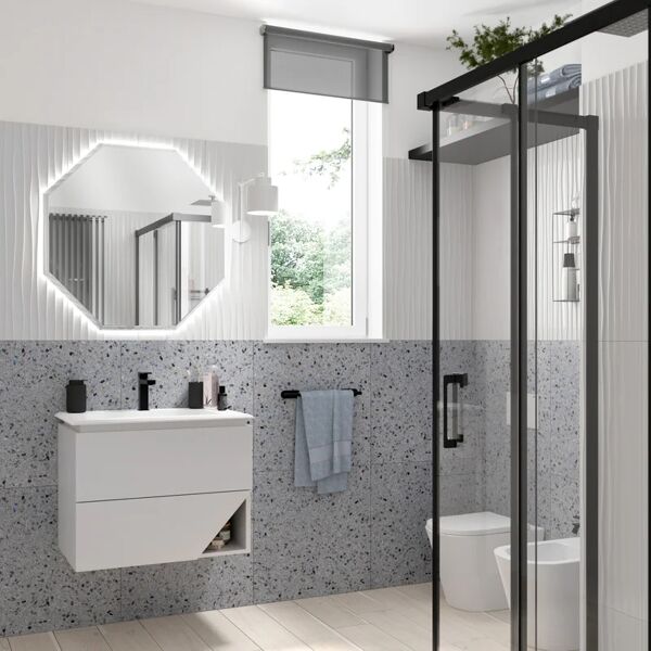 baden haus specchio con illuminazione integrata bagno asimmetrico vintage l 80 x h 80 cm