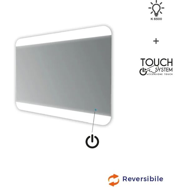 baden haus specchio 70x100 led touch bordi satinati