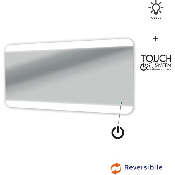 baden haus specchio 70x136 led con sensore touch retroilluminato bordi