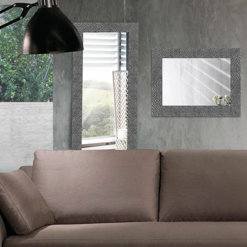 leroy merlin specchio con cornice da parete rettangolare zoe acciaio 138 x 98 cm