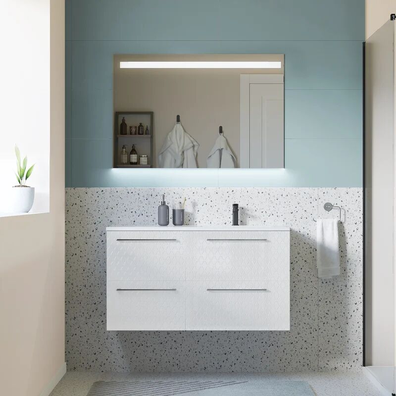 sensea specchio con illuminazione integrata bagno rettangolare l 105 x h 70 cm