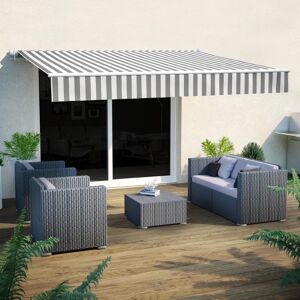 NATERIAL Tenda da sole a bracci estensibili  mod. Calima, L 2.95 x 2 m bianco e grigio