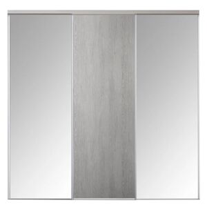 Optimum Kit anta scorrevole con binario  3 ante rovere grigio e specchio argento L 270 x H 270 cm